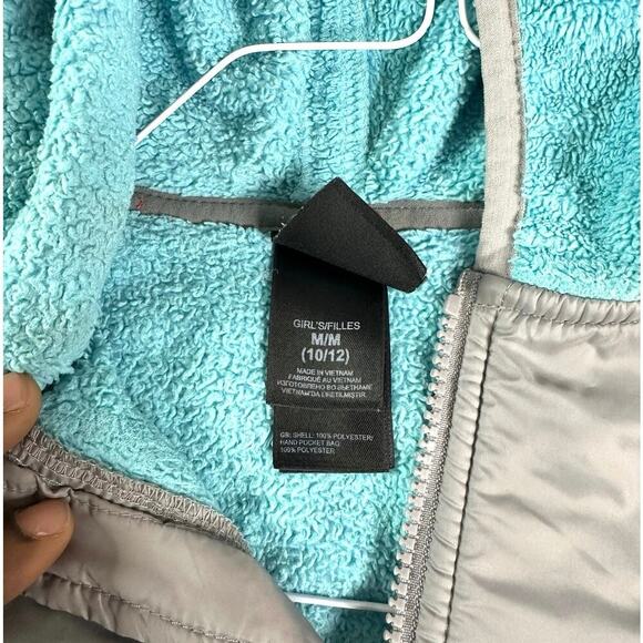 The North Face Big Girl’s Full Zip Fleece Jacket Size Medium 10/12 Turquoise - Picture 5 of 13